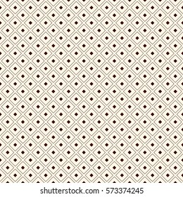 Outline seamless pattern with geometric figures. Repeated diamond ornamental abstract background. Modern style surface texture. Grid digital paper, textile print, page fill. Vector art