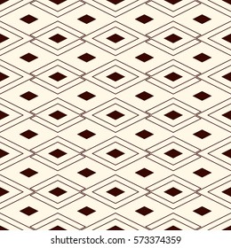 Outline seamless pattern with geometric figures. Repeated diamond ornamental abstract background. Rhombuses and lozenges motif. Modern style digital paper, textile print, page fill. Vector art