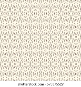 Outline seamless pattern with geometric figures. Repeated diamond ornamental abstract background. Rhombuses and lozenges motif. Modern style digital paper, textile print, page fill. Vector art
