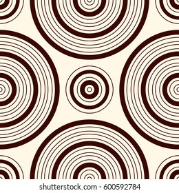 Outline seamless pattern with geometric figures. Repeated circles ornamental abstract background. Modern motif. Digital paper, textile print, page fill. Vector art