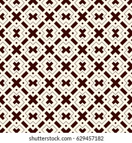 Outline seamless pattern with geometric figures. Repeated squares and rhombuses ornamental abstract background. Ethnic ornamental motif. Digital paper, textile print, page fill. Vector art