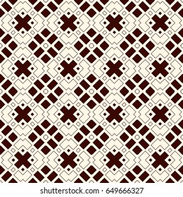Outline seamless pattern with geometric figures. Repeated squares and rhombuses ornamental abstract background. Ethnic ornamental motif. Digital paper, textile print, page fill. Vector art