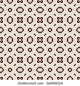 Outline seamless pattern with geometric ornament. Modern style background. Repeated figures wallpaper. Ethnic motif. Digital paper, textile print, page fill. Vector art illustration.