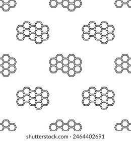 outline seamless pattern of grid cells, cartoon honeycomb background, flat style