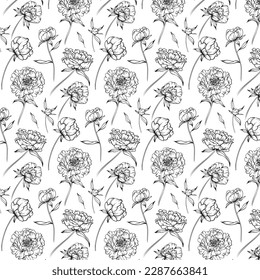 Umrissnahes Muster mit Perlenblumen