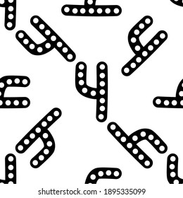 Outline seamless pattern with polka-dot russian alphabet letter on white background. Cute black and white font in flat style. Geometric letter print. Stock vector illustration for design, decor