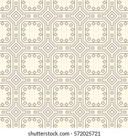 Outline seamless pattern with repeated geometric figures. Ornamental abstract background. Gems motif. Digital paper, textile print, page fill. Vector art illustration