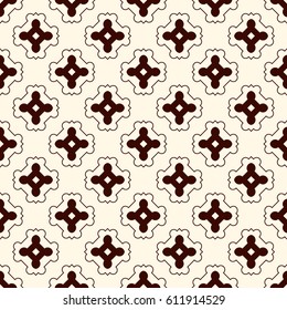 Outline seamless pattern with repeated geometric figures. Ornamental abstract background. Oriental motif. Digital paper for textile print, page fill. Vector art illustration