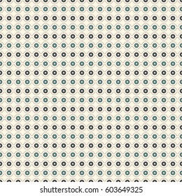 Outline seamless pattern with repeated horizontal lines and circles. Strings of beads motif. Minimalist geometric background. Modern style digital paper, textile print, page fill. Vector illustration