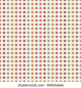 Outline seamless pattern with repeated vertical lines and circles. Strings of beads motif. Minimalist geometric background. Modern style digital paper, textile print, page fill. Vector illustration