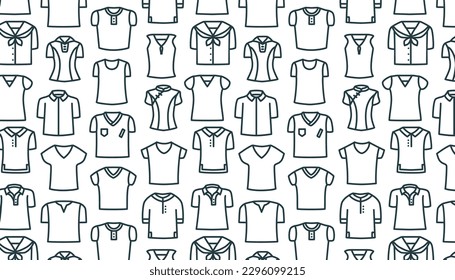 Outline seamless pattern with shirts.