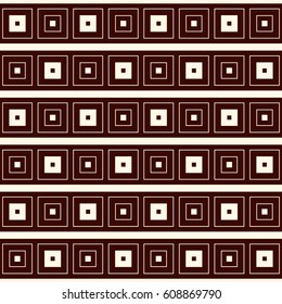 Outline seamless pattern with simple geometric ornament. Repeated square and horizontal stripes abstract background. Modern style surface texture. Digital paper, textile print, page fill. Vector art