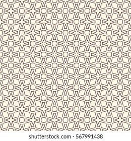 Outline seamless pattern with stylized repeating stars. Simple geometric ornament. Modern stylish texture. Scrapbook digital paper, textile print, page fill. Vector illustration