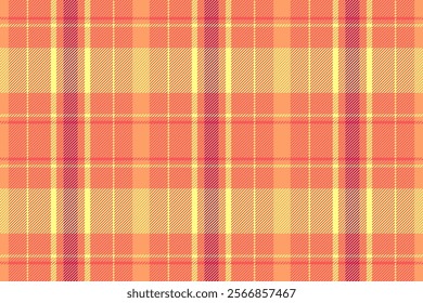 Outline seamless pattern vector, symmetry textile plaid fabric. Napkin texture tartan background check in red and orange colors palette.