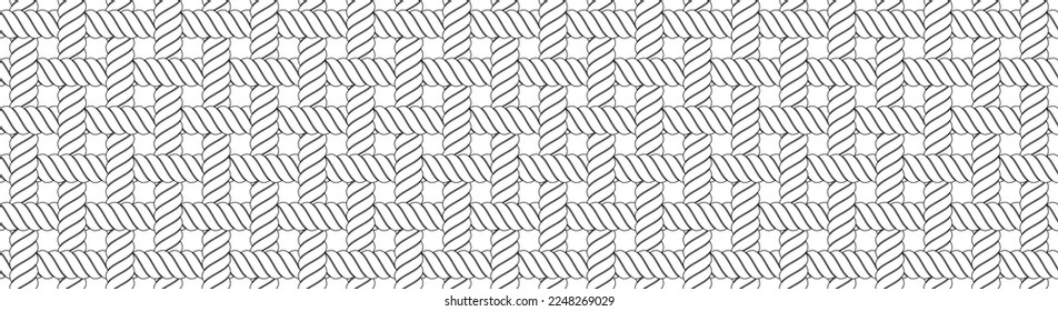 outline seamless pattern of woven rope.mesh rope seamless