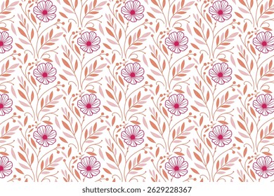 outline seamless textile pillow pattern, cotton flower sketch wrapping paper art, modern one line floral fabric texture, hand drawn fashion inspired design, nature stylish print trend

