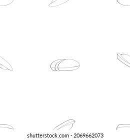 An outline seamless vector pattern of round buns isolated on transparent background. Designed in black and white colors for prints, templates, backgrounds, wraps