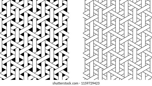 Outline Seamless weave rattan pattern, vector art svg