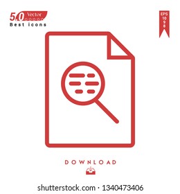 Outline search file-type icon vector isolated on white background. Graphic design, material design, 2019 year best selling icons, mobile application, UI / UX design, EPS 10 format vector