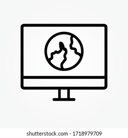 outline search globe international icon vector illustration