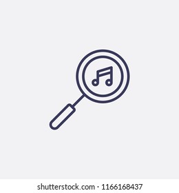 Outline search music icon illustration,vector song sign symbol