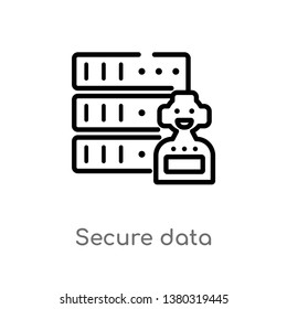 outline secure data vector icon. isolated black simple line element illustration from artificial intelligence concept. editable vector stroke secure data icon on white background