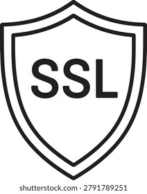 Outline secure sockets layer ssl shield certificate icon vector graphic for web hosting and internet security