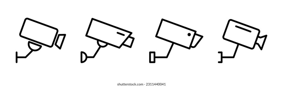 Outline security camera. CCTV camera icon set. Security camera in line. Guard security system. Stock vector illustration