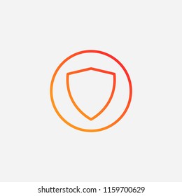 Outline security icon,gradient illustration,vector shield sign symbol