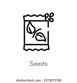 outline seeds vector icon. isolated black simple line element illustration from ecology concept. editable vector stroke seeds icon on white background