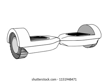  outline self-balancing scooter vector
