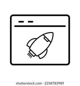 outline SEO web lunching vector icon illustration