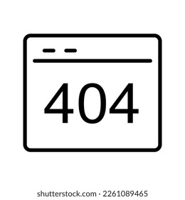 outline SEO website 404 error vector icon illustration