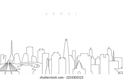 Outline Seoul skyline. Trendy template with Seoul buildings and landmarks in line style. Stock vector design. 