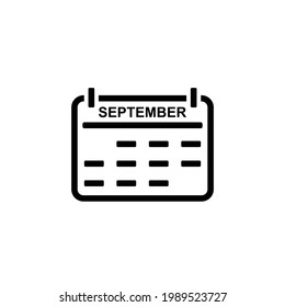 Outline september calendar month isolated on white background