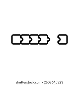 Outline sequence of connected puzzle pieces with final separated component clearly