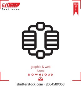 Icono de servidor de esquema. vector de icono de servidor aislado en fondo blanco. Diseño gráfico, diseño material, aplicación móvil, logotipo, interfaz de usuario. Vector de formato EPS 10