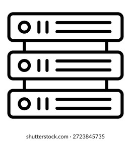Gliedern Sie das Serverrack-Symbol für Hosting, Datenbank und Netzwerkspeicher.