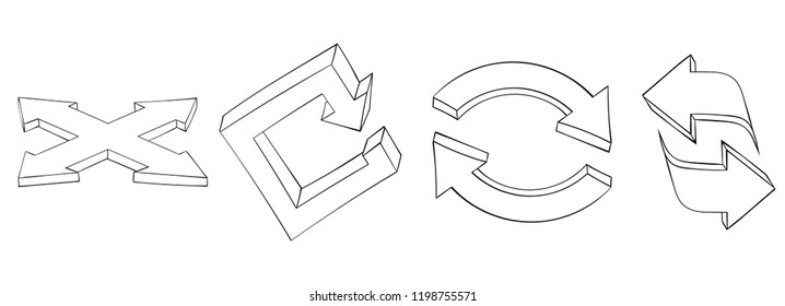 Outline set of arrows. Vector illustration