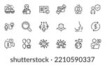 Outline set of Balloon dart, Security and Business way line icons for web application. Talk, information, delivery truck outline icon. Include Copyright, Teamwork, Chemistry lab icons. Vector