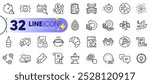 Outline set of Biometric eye, E-mail and Grill line icons for web with Coffee maker, Flight mode, Heart thin icon. Attention, 360 degrees, Timer pictogram icon. Friends community, SaucepanInfo. Vector