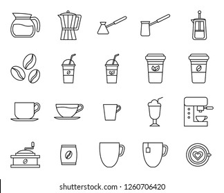 outline set of cafe icon, modern concept, editable object, simple style