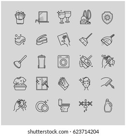 Outline set - cleaning icons for your design