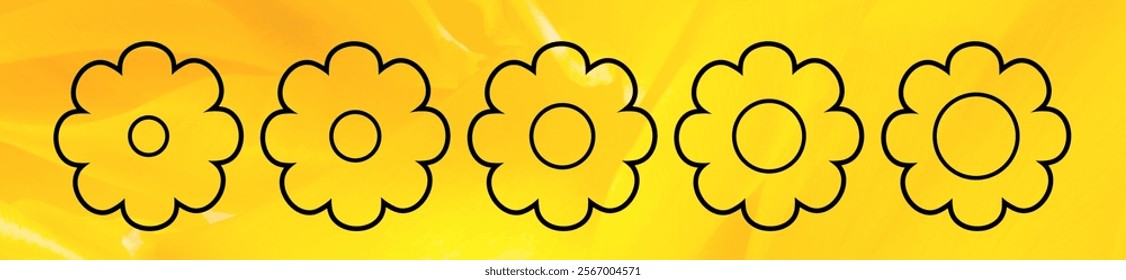 Outline Set of Daisy cute flowers, vector design stock illustration Flower icons, Symbol of floral design. Pattern of daisy,  #6B