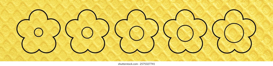 Outline Set of Daisy cute flowers, vector design stock illustration Flower icons, Symbol of floral design. Pattern of daisy #7B