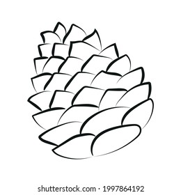 Outline set drawing of cone. Vector illustration.
