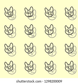 Outline Set of Emoticons Icons Vector. Funny banny faces
