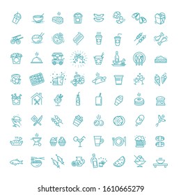 Outline set of food courts vector icons for web design isolated on white background