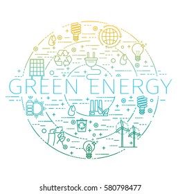 Outline set - green energy, eco, recycle icons for your design