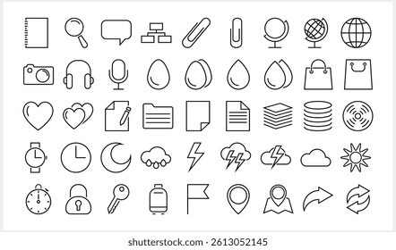 Outline set icon isolated Cartoon clipart Vector stock illustration